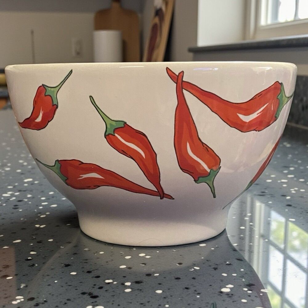 California Pantry 1996 Classic Ceramics 12 oz. Chili Pepper Design Bowl VTG Rare